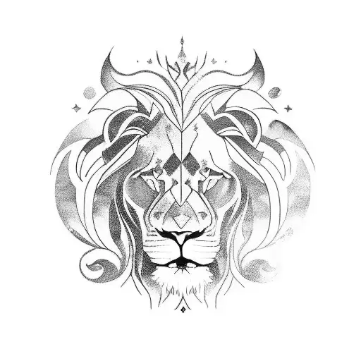 Lion With Watercolor Rainbow And Geometric With Infinity Sign