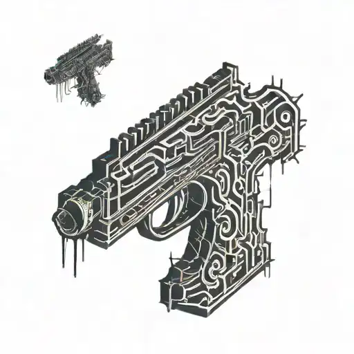 Lichtenberg Figure Design In The Shape Of A Gun