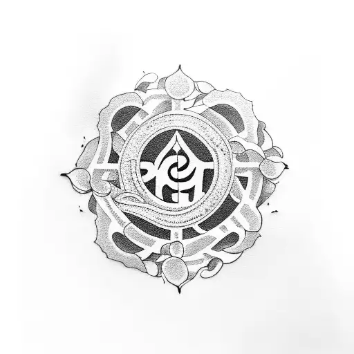 A Buddhist Symbol With Gingko Leaves