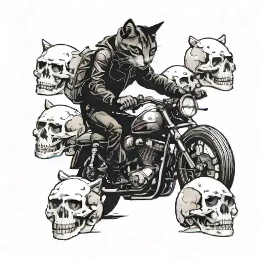 A Motorcycle Riding Through A Forest Of Cat Skulls