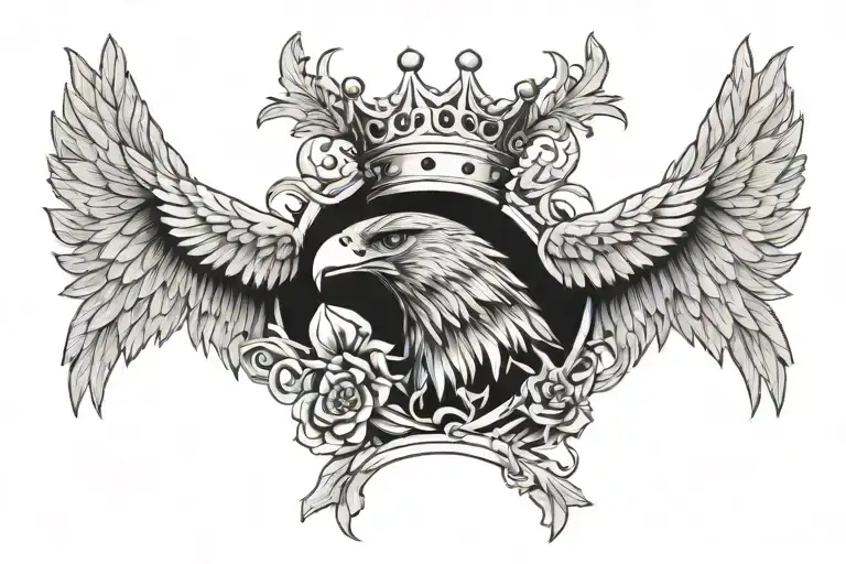 Aggressive Hawk And Crown