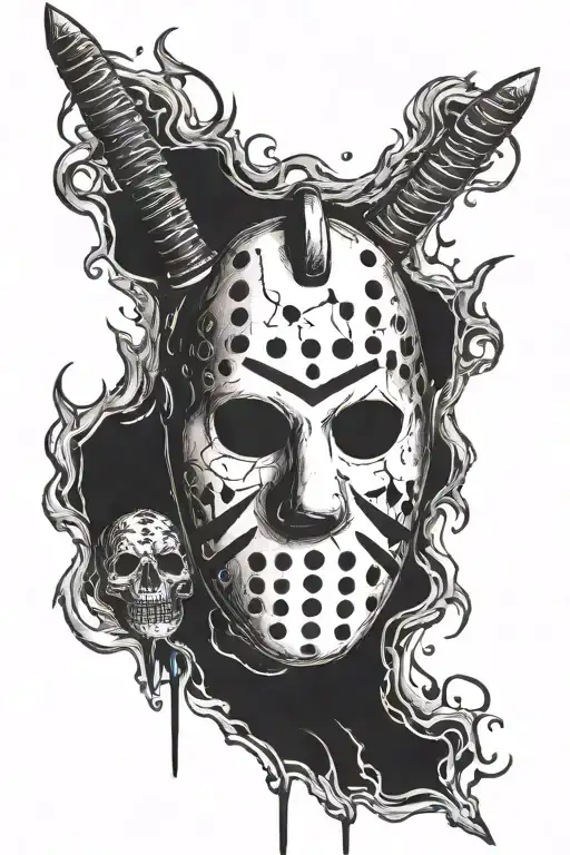Jason Vorhees Mask Surrounded With Black Shading