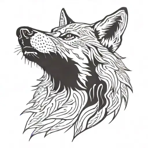 A Simple Wolf Head Made Up Of Just A Few Lines
