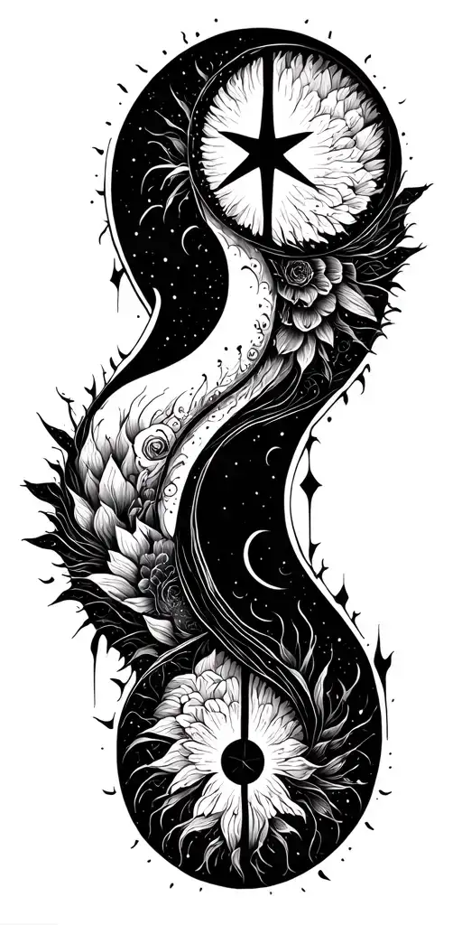 Peace And Chaos Star With Ying Yang