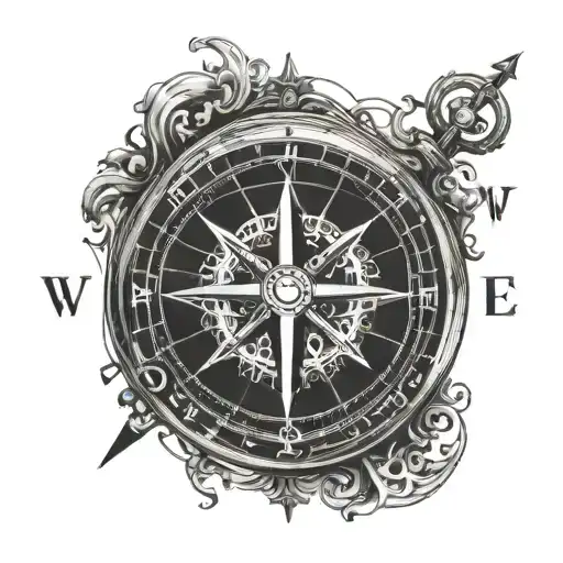 Compass With A Cross And The Letters Lwh As The Directions