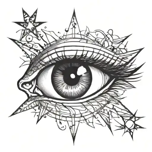 Outline Of An Eye With A 5 Point Star In The Retina With A Slight Glinner