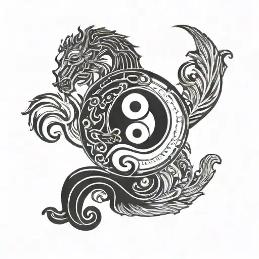 Yin Yang And Aquarius Symbol