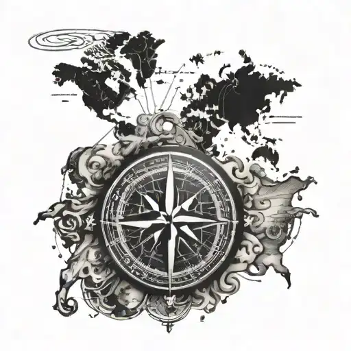 Compass Over A World Map