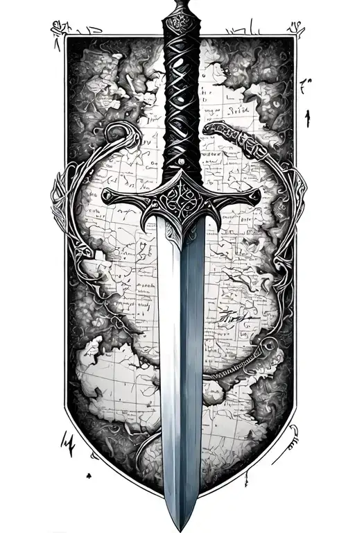 Aragorn Sword Map Of Middle Earth One Ring On Sword Handle