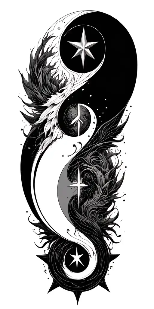 Masculine Peace And Chaos Star With Ying Yang