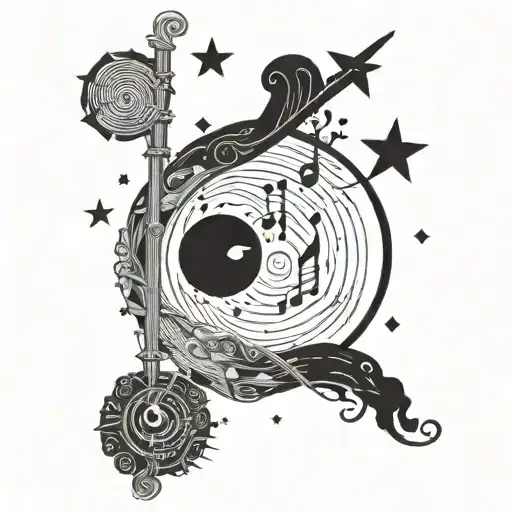 A Mystical Moon And Stars Design With A Hidden Music Staff