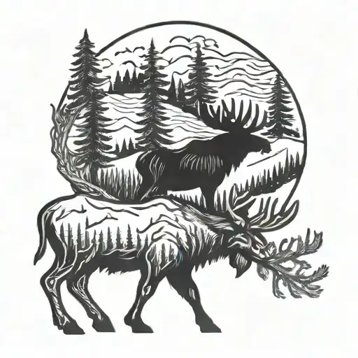 Forest Moose Bear Mountiains