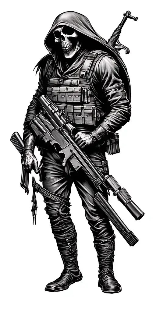 Grim Reaper With A Rifle And Flak Vest