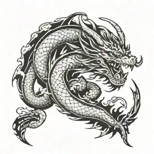 Dragon Asian Tattoo With Clouds Arm Band Narrow
