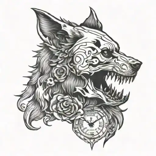 Skull Wolf Clock
