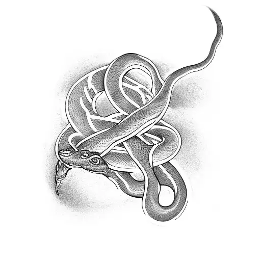 Two Arms Reaching Out To Each Other And A Snake Wrapping Around Them