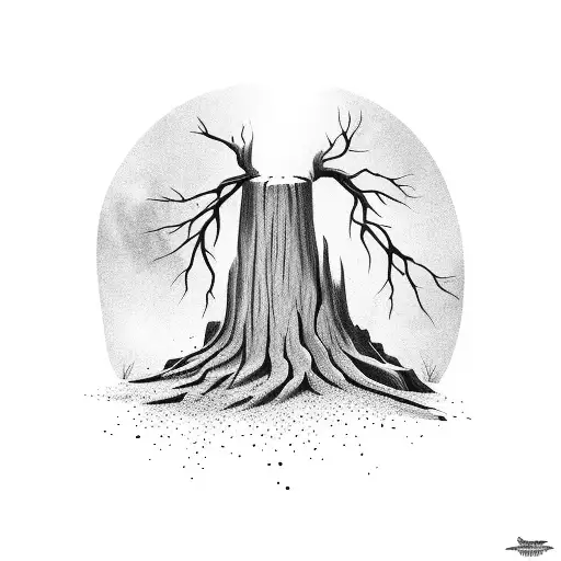 Sapling Sprouting Out Of Tree Stump