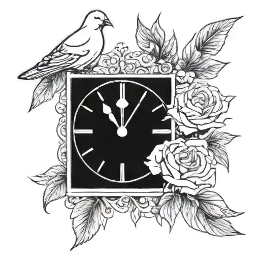 Dove And Rose And Clock