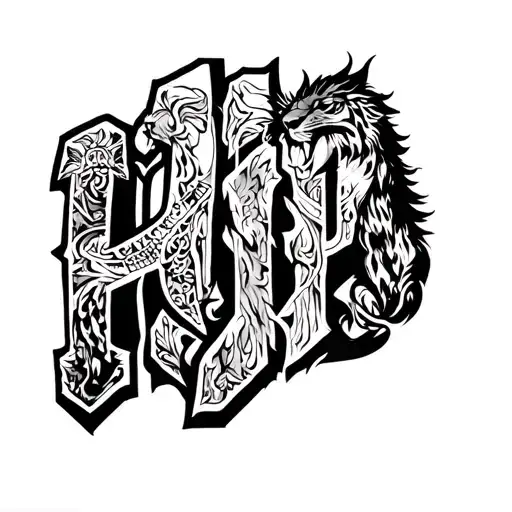 Tattoo That Has Hip Hop Letters Combined With An Animal In The Arm