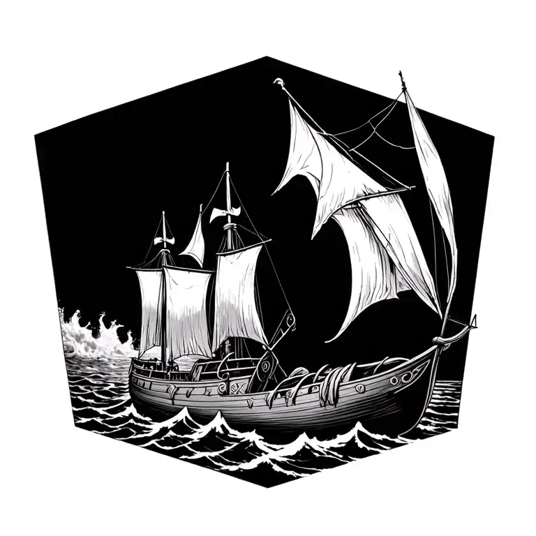 Viking Longship And Jormundgandr