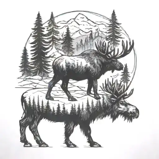 Forest Moose Bear Mountiains