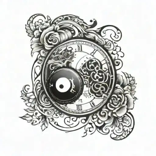 Yin Yang And Roman Numeral Clock
