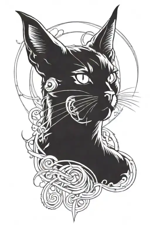 Cybersigilism Cat With Horns Under The Moonlight Shining