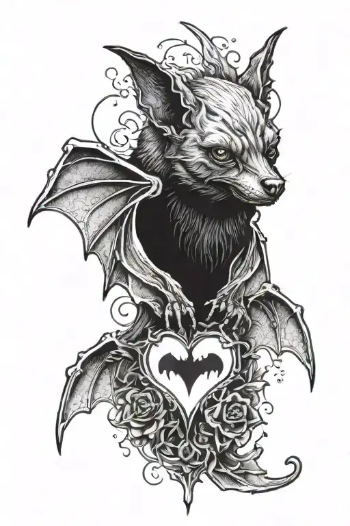 Vampire Bat With Broken Heart Surrounded
