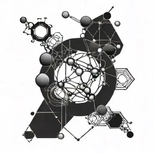 Minimalist Black Work Tattoo Incorporating The Chemical Structure Of Serotonin