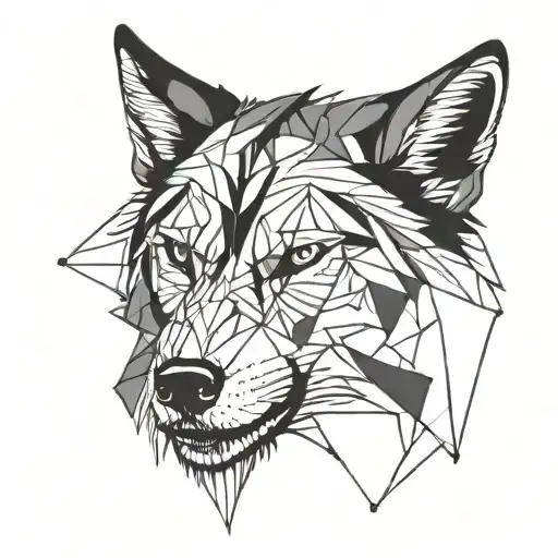 A Simple Wolf Head Made Up Of Just A Few Lines Going
