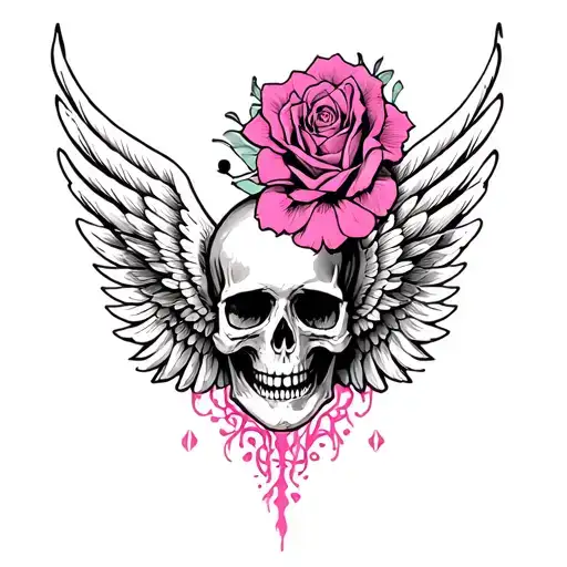 Skull And Pink And Wings