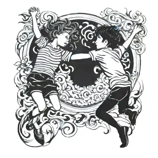 Boy And Girl Falling Into The Sun