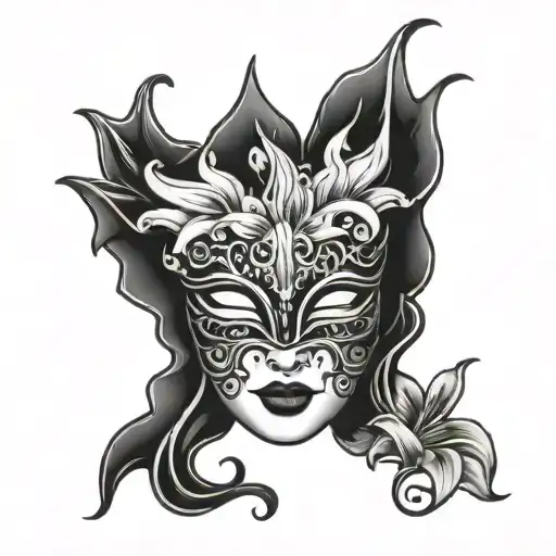 Venetian Mask With Lily Flower