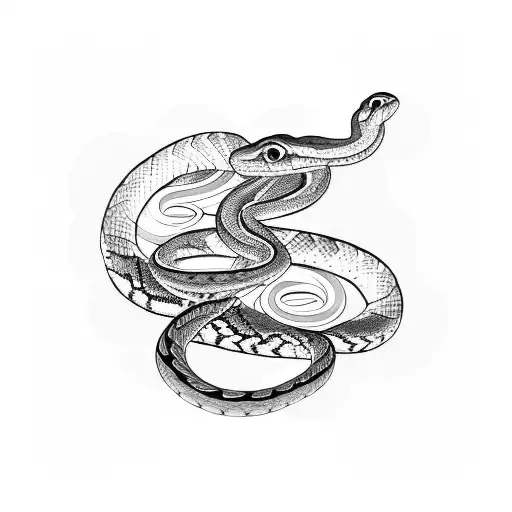 Two Snakes Crossing And Flowers In The Background