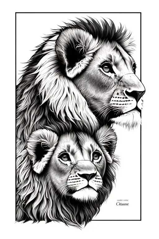 Head Simba Baby And Adult With A Location For The First Name