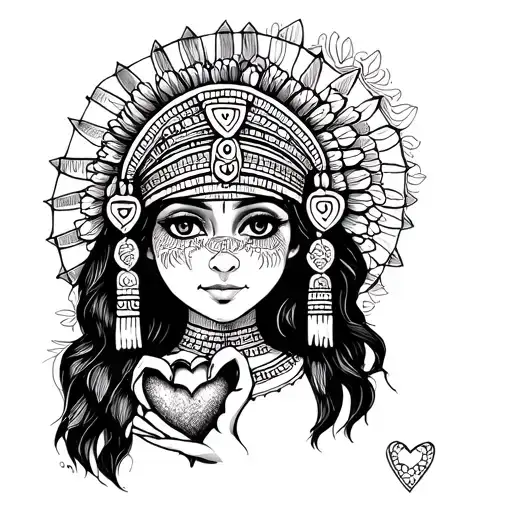 Mayan Girl Holding A Heart Shape