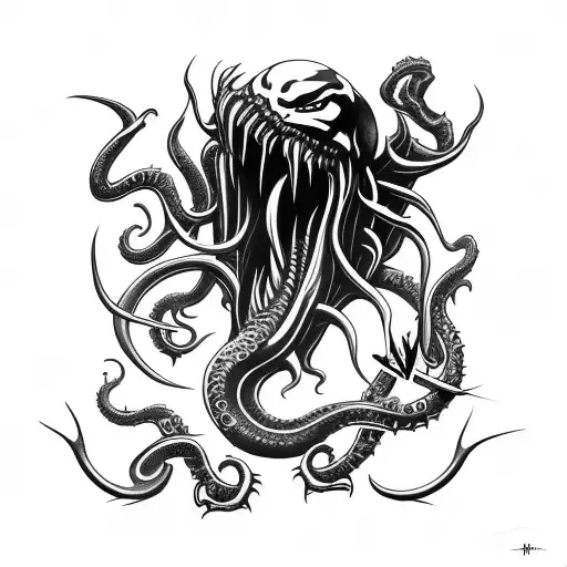 Axe With Sharp Blade Inspired By Venom And Cthulhu