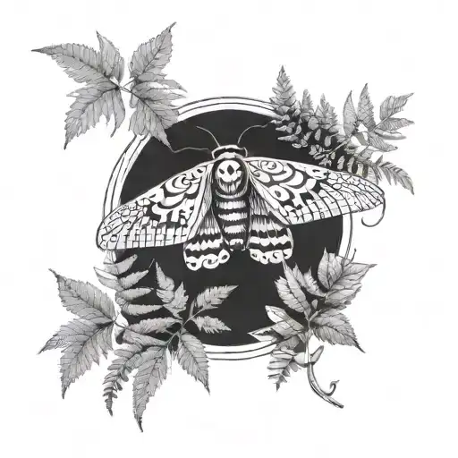 Symmetrical Moth With Ferns