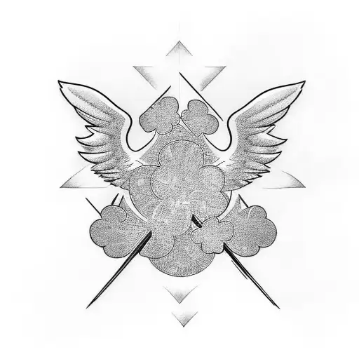 Phoenix With Two Cross And Four Leaf Clover