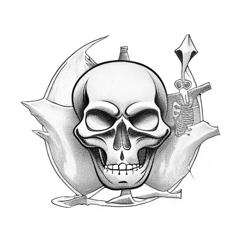 Black And White 70S Style Cartoon Skeletons In A Graveyard