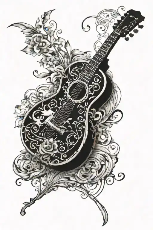 Classical Guitar On My Back Somehow Connected With Vocals And Notes And Staff