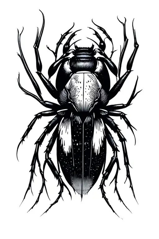 Black Work Transition From Hand To Wrist With Sharp Lines Similar To Insect Paws