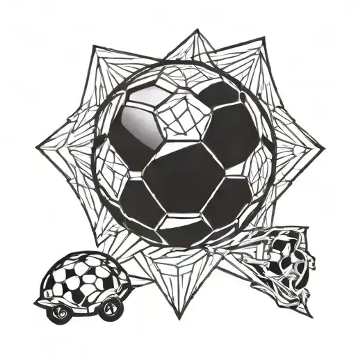 A Stylized Soccer Ball With A Portrait Of Your Son's Face Incorporated Into The Design