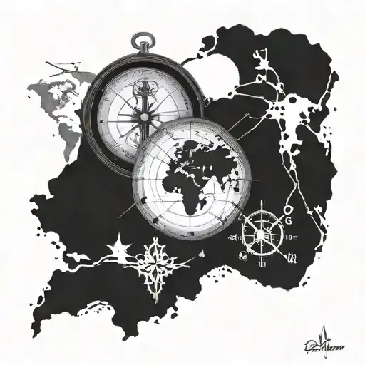 Incorporate A Compass Rose And A Map Of The World To Symbolize Your Love For Travel And Exploration
