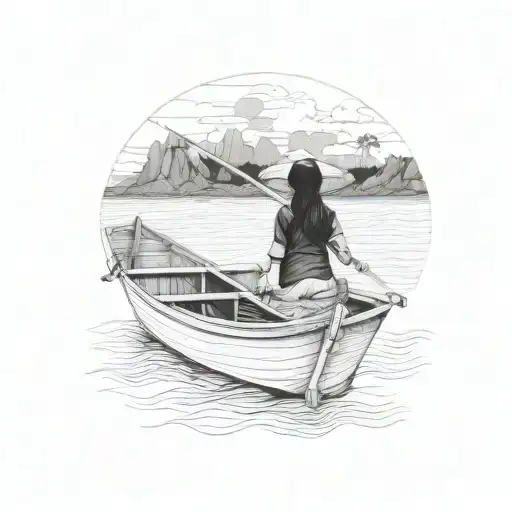 Vietnamese Woman In Fishing Boat With A Net Woven