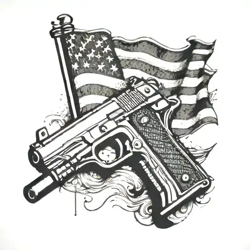 American Flag Morphing Into A Gun