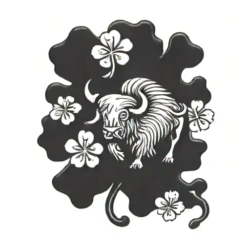 Shamrock Outline With A Bison Running In The Middle Of It
