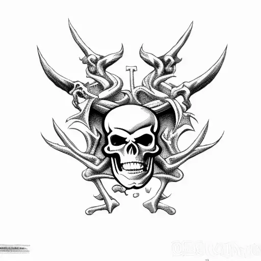 Black And White 70S Satanic Style Cartoon Skeletons In A Graveyard But Several Skeletons