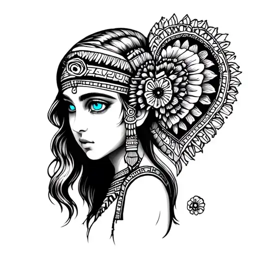 Blonde Hear Blue Eye Mayan Girl Holding A Heart Shape