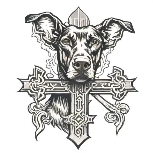 Christian Cross With Doberman